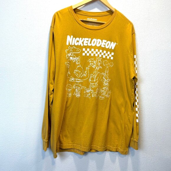 Nickelodeon Long-Sleeve Adult Graphic Tee Rugrats Yellow Size XXL Ren & Stimpy - Picture 1 of 6